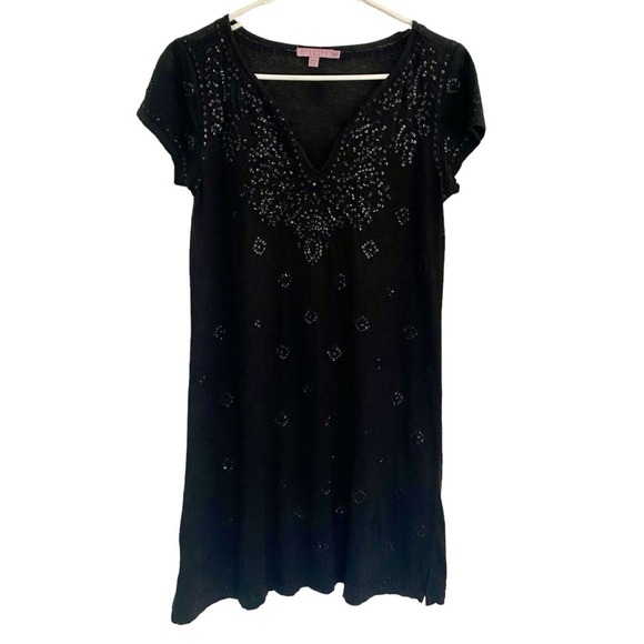 Calypso ST Barth Dress/ Cover Up With Sequins & Embroidery Black Size XS - Picture 3 of 9